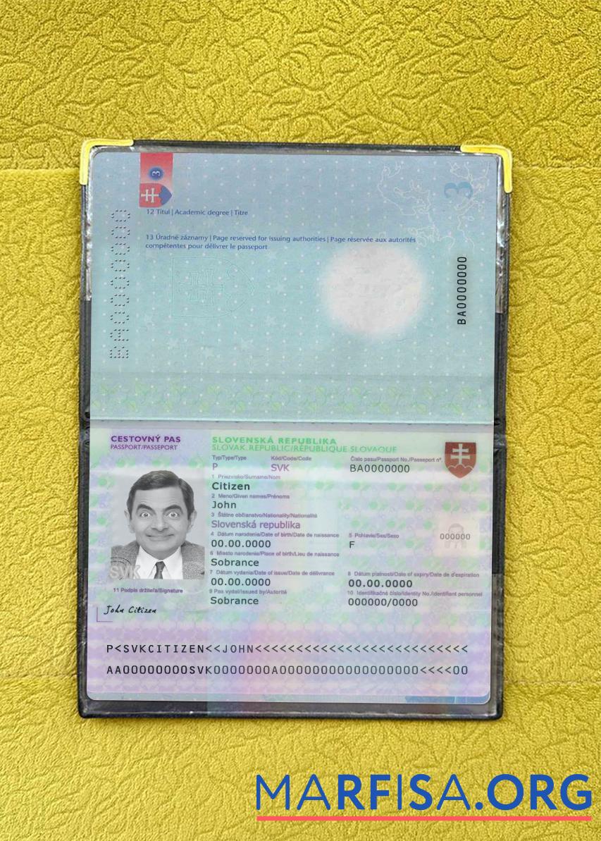 Downloadable Slovakia passport version 3 photolook template